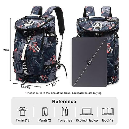 gym duffel bag backpack wrestling bag with shoe compartment 4 kinds of back method waterproof sports walking laptop - color: A-floral Blue