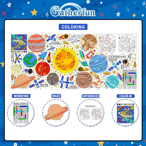 Gatherfun 교실 벽용 자이언트 컬러링 포스터 - 다용도 80.9 x 182.9cm(31.5 x 72인치) 우주 활동 포스터/테이블 커버, 학교 파티, 우주 생일 파티 및 특별 이벤트 장식 - style: 공간