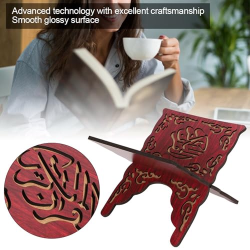 2Pcs Koran Stand Retro Carved Red Muslim Reading Bookshelf Holder Craft Religious Supplies