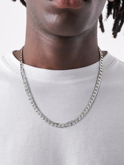 ChainsHouse Stainless Steel Cuban Link Chain Necklace for Men Women, Black/14K Gold Plated Flat Cuban Chain, 4mm/6mm/9mm/13mm Width Hip Hop Jewelry Mens Cuban Chain, 14"-30" Length-with Gift Box - color: B: 6mm width-steel, size: 18 Inches