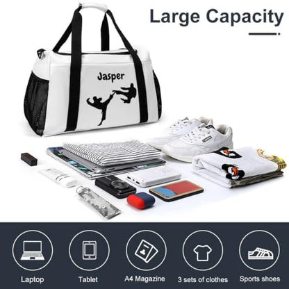 Custom Name Taekwondo Karate Duffle Bag for kids Boy Girls,Personalized Martial Arts Gear Bag,Water-Resistant Sparring Equipment White - color: Taekwondo Karate-06