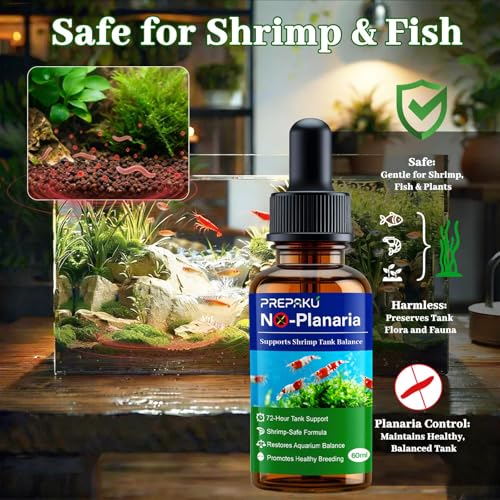 No Planaria & Hydra Support, Aquarium Balance Liquid for Shrimp & Fish | Helps Maintain Tank Stability and Reduce Flatworm-Related Issues, Shrimp-Safe Formula, 60ml