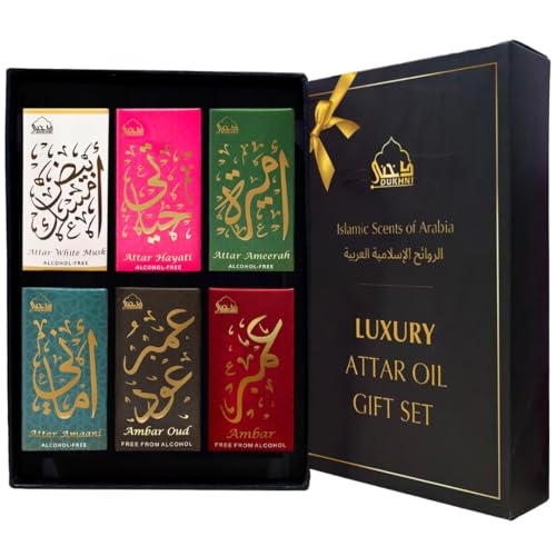 Dukhni Luxury Attar Set 6 x 6ml Roll on Perfume Oil | Muslim Gifts - size: 1.28 Fl Oz (Pack of 1)