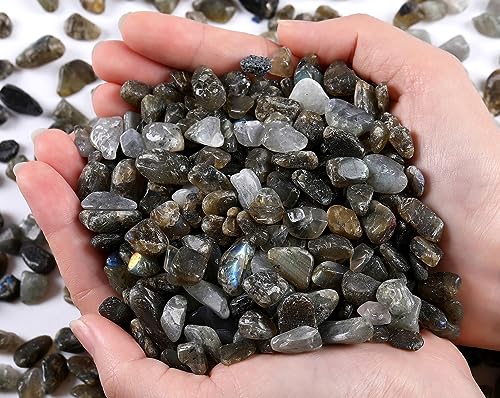 QINJIEJIE 0.9Lbs Labradorite Crystal Chips Vase Filler Crushed Rocks Aquarium Polished Gravel Decorative Plants Succulent Small Stones Terrarium Irregular Shaped Pebbles Fish Tank Bulk Sand - color: Black, size: 0.9 Pound
