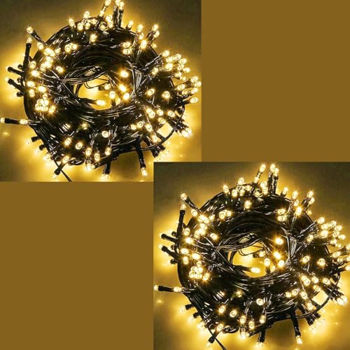 2 Pack 33ft 100 LED Warm White Plug in String Lights Christmas Decor - color: Warm White, size: 2 Pack(33 Ft Black Wire)
