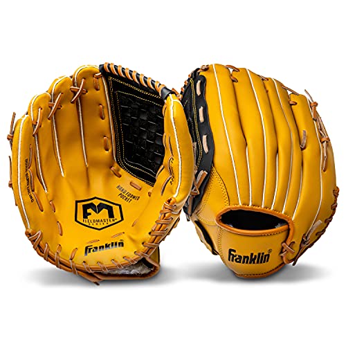 Franklin Sports Field Master Baseball + Softball Glove - Field Master Adult + Youth Baseball + Softball Mitt - Men's + Women's Gloves - color: Tan, style: 14" - Basket Web