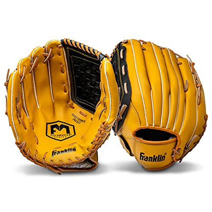 Franklin Sports Field Master Baseball + Softball Glove - Field Master Adult + Youth Baseball + Softball Mitt - Men's + Women's Gloves - color: Tan, style: 14" - Basket Web