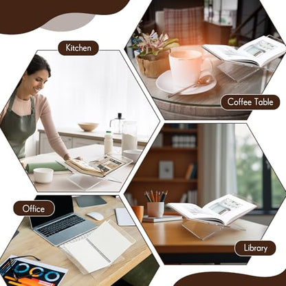Large Acrylic Book Stands 15.8" x 9.5" x 5.4" Thicken Book Holder for Display Reading Open Coffee Table Stand for Cookbooks, Bible, Quran, Art, Magazines(Clear) - color: Clear