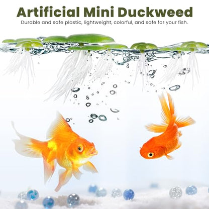 36 Pack Artificial Mini Duckweed with Root, Artificial Floating Plant Plastic Aquarium Simulation Floating Plants for Aquarium Tank Decor