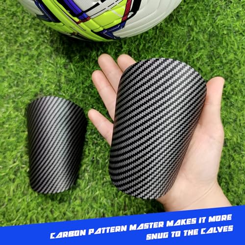 Mini Shin Guards Soccer Kids,Small Protective Gear with Fixed Straps | 2 Pairs Small Tiny Shin Pads Match Equipment Protective Tiny Shin Guards Soccer for All Ages - color: Carbon pattern, size: M(H: 4.5 in,W: 2.9 in)
