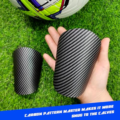 Mini Shin Guards Soccer Kids,Small Protective Gear with Fixed Straps | 2 Pairs Small Tiny Shin Pads Match Equipment Protective Tiny Shin Guards Soccer for All Ages - color: Carbon pattern, size: M(H: 4.5 in,W: 2.9 in)
