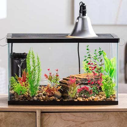18Pcs Plastic Aquarium Plants, Weighted Base, Red Green Fish Tank Decor | Safe for betta and goldfish. Fresh and saltwater. Tall and short variety pack. Weighted bases hold firm.