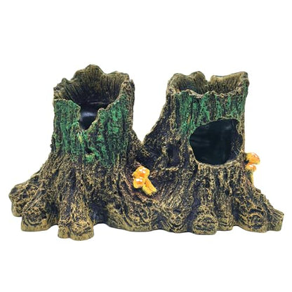 M2cbridge Aquarium Betta Log Resin Hollow Tree Trunk Stump Shelter | Natural look resin tree trunk, zero maintenance, rinse with water before use - color: Tree Stump