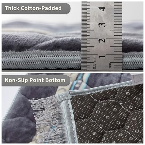 Muslim Prayer Rug with Tasbih Prayer Beads, Soft Large Prayer Matt Islam, Padded Islamic Prayer Mat Thick for Men and Women, Janamaz, Sajadah (31.5" x 47.2", Grey) - color: Grey