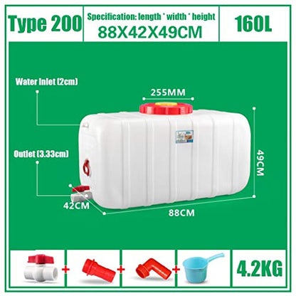 Water Container 25L/45L/80L/110L/160L/200L Thickening Food-Grade White Plastic Rectangular Storage Tank Household Water Bucket with A Lid Large Water Tank (Size : E) - size: E