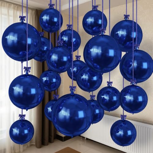 Togvu Navy Blue Round Foil Balloons, 12PCS Different Sizes 4D Metallic - color: Navy Blue