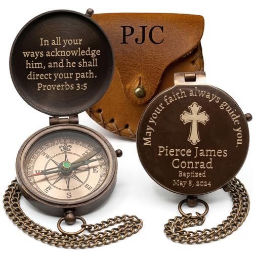 Personalized Baptism Gifts for Boys – Custom Engraved Christian Compass