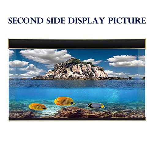 ELEBOX 3D Aquarium Background Double Sides Fish Tank Wallpaper Background Blue Sky Sea & Aquatic Plant Poster - color: M, size: H:19.5"x L:48"