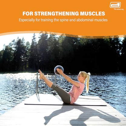 SISSEL Pilates Soft Ball Gray | 8.5 in | Phthalate- & Latex-Free PVC | for Deep Relaxation & Muscle Strengthening | 340 lbs Capacity | Includes Exercise Guide - color: Gray, size: 8.5"