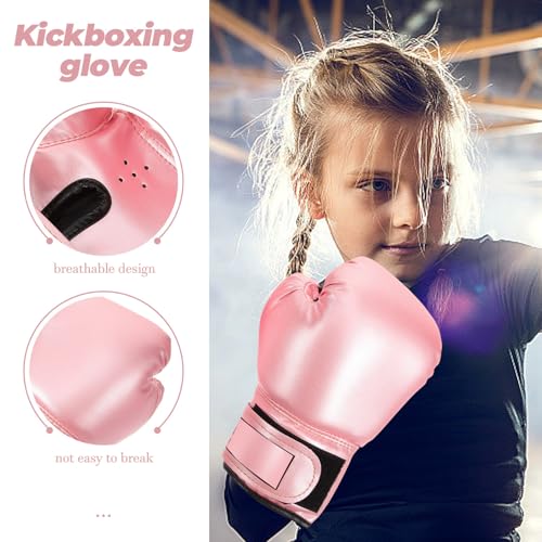 NUOBESTY Kids Boxing Gloves Pink Toddler Sparring Mitts for 3-8 Years | Soft Sponge Padding PU Punching Bag Gloves for Kickboxing, Muay Thai Training, Youth Girls Boys Practice at Home