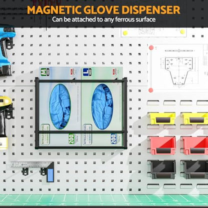 THYGIFTREE Magnetic Glove Holder for 2 Boxes, Wall Mount Metal Rubber Latex Disposable Gloves Tissue Dispenser for Toolbox Garage Workshop Kitchen Fridge - size: 2-Box Horizontal