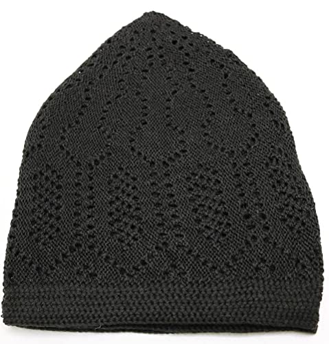 Modefa Turkish Islamic Kufi Takke - Cotton Blend Knit Cap - One Size Fits Most Skullie Beanie Taqiyah - Prayer Cap Muslim Men - color: Black