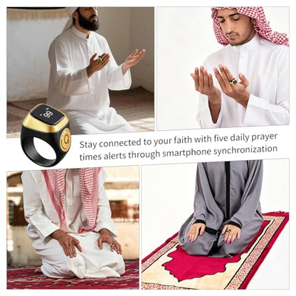 TreasureCave IQibla Smart for ZIKR Ring, Smart Ring Counter Digital Counter & Vibration Reminder, Unisex Azan Alarm Clock Finger Counter for Muslims(22mm Green) - size: 22mm green