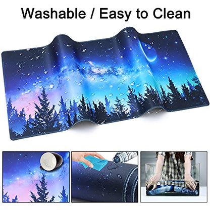 Desk Mat Pad,Large XXL Extended Mouse Pad Mat for Desktop Keyboard | 35''×15.6'' XXL Extended Gaming Mouse Pad with Non-slip Base Desk Matt Mousepad for Computer,Office,Keyboard and Laptop - color: B1-Moon Forest