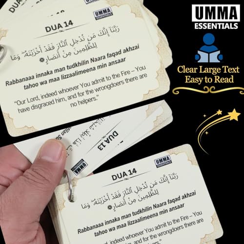 40 Rabbana Dua Cards – Arabic & English, Pocket-Sized, Includes Ramadan, Hajj & Umrah Duas, Easy-to-Read, Compact Prayer Cards for Travel, Pilgrimage & Daily Use