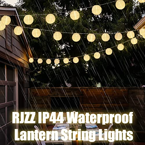 RJZZ Lantern String Lights White Lantern Lights 9.4Ft Nylon Lanterns with Lights Battery Operated 10 Count String Lights Indoor Outdoor Hanging Lights for Bedroom, Nursery, Patio, Party, Wedding - color: White