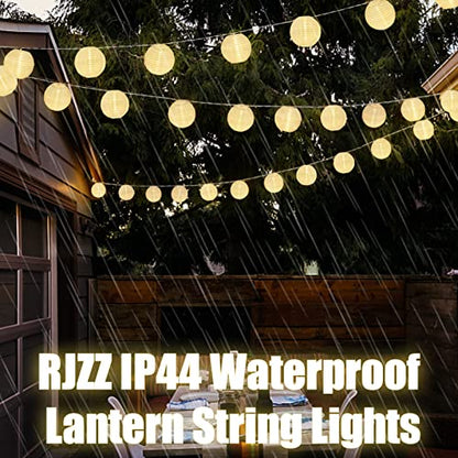 RJZZ Lantern String Lights White Lantern Lights 9.4Ft Nylon Lanterns with Lights Battery Operated 10 Count String Lights Indoor Outdoor Hanging Lights for Bedroom, Nursery, Patio, Party, Wedding - color: White