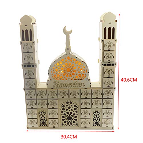 Ankexin Ramadan Countdown Calendar DIY Wooden Eid Mubarak Ornament Drawer Party Decor
