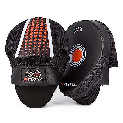 RIVAL Boxing RAPM Pro Punch Mitts - Padded Finger Protector, Pre-Curved, High-Density, Impact-Resistant Foam, and Airflow System - color: Black