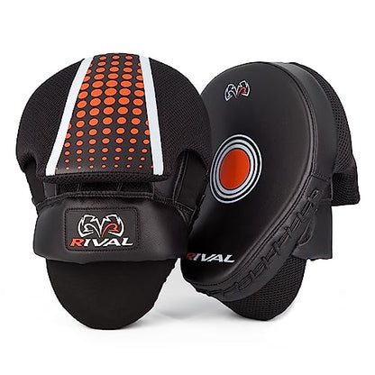 RIVAL Boxing RAPM Pro Punch Mitts - Padded Finger Protector, Pre-Curved, High-Density, Impact-Resistant Foam, and Airflow System - color: Black