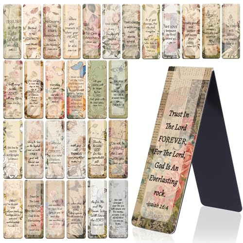Bible Verse Magnetic Bookmarks- 30 Pcs Christian Religious Scripture Bulk Bookmarks for Reading Women, Christian Inspirational Church Supplies Vintage Book Marks for Man Teachers Students - style: Christian Bible