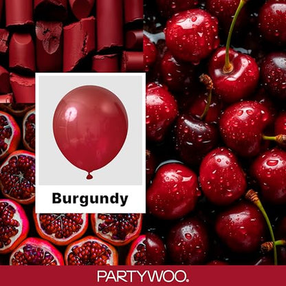 PartyWoo Burgundy Balloons 128pcs Dark Chestnut Red Maroon Color - color: Burgundy-y62