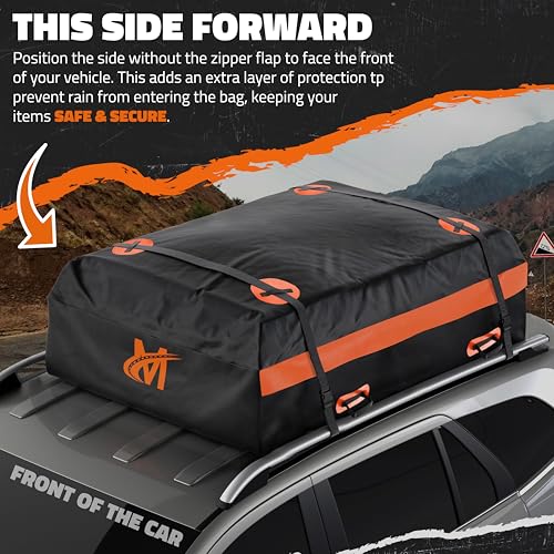 Mockins 20 Cu.Ft. Roof Cargo Bag for Top of Car | 53"x40"x17" All-Weather Rooftop Cargo Carrier Bag | Abrasion-Resistant Vinyl Car Top Carrier Without Roof Rack w/Mat, Straps, Hooks, Lock & Carry Bag - size: Bag: 53"x40"x17"