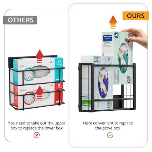 THYGIFTREE Magnetic Glove Holder for 2 Boxes, Wall Mount Metal Rubber Latex Disposable Gloves Tissue Dispenser for Toolbox Garage Workshop Kitchen Fridge - size: 2-Box Horizontal