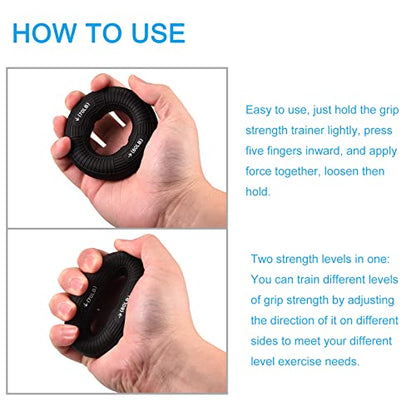uxcell Hand Grip Strengtheners, 3.07" 70-80 Lbs Silicone Rings Fingers Forearms Exercises Grip Trainer for Rock Climbing Athletes Workout, Black - color: Black