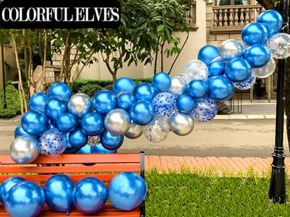 12 Inch 100 Pcs Latex Metallic Chrome Balloons Helium Shiny Thicken Balloons Party Decoration (Blue) - color: Blue