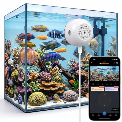 Noonkey Aquarium & Terrarium Pet Camera, 3MP 2K HD Monitor for Aquarium Reptile Bird Feeder, 5GHz/2.4GHz WiFi, Color Night Vision, Motion Alarm, 2-Way Audio, 24/7 Recording, Compatible with Alexa