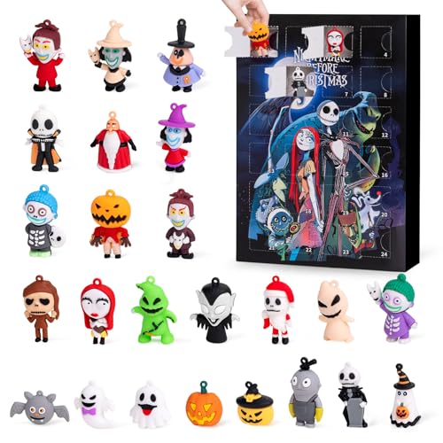 Nightmare Be Christmas Advent Calendar,Halloween Advent Calendar 2026,with 24 Collectible Ornament for Kids Adult Boys Girl,Halloween Countdown Calendar,Halloween Gifts - color: blue