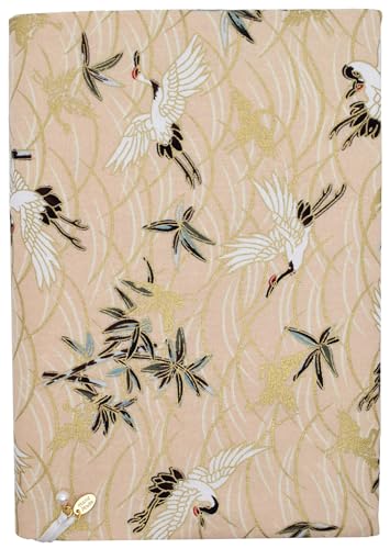 BLBMH 5.5x8.5 Fabric Bible Cover Non-Stretch | Built-in Bookmark | Handmade Washable Book Cover for Paperback Journal Privacy Reading Gift for Women - Crane Beige - color: Crane, size: 8.5in