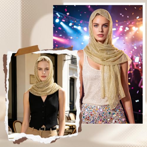 GERINLY Lightweight Scarves Fashion Print Cotton Feel Scarf for Women Shawl - color: Gold