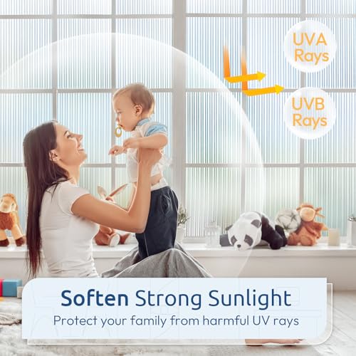 rabbitgoo Reeded Glass Window Privacy Film, Non Adhesive, 35.4" x 118.1" - color: Reeded, size: 35.4" x 118.1"