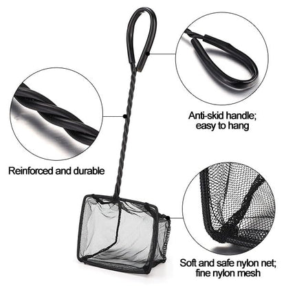 3 Pack Aquarium Net, Multi-Size Fine Quick Fish Catch Nets Extra Soft Nylon Fishing Nets with Plastic Handle for Aquarium Fish Tank Supplies- Black (4in,5in, 6in) - color: Black, size: Multi-Size Set: 4"/5"/6" (3-Pack)
