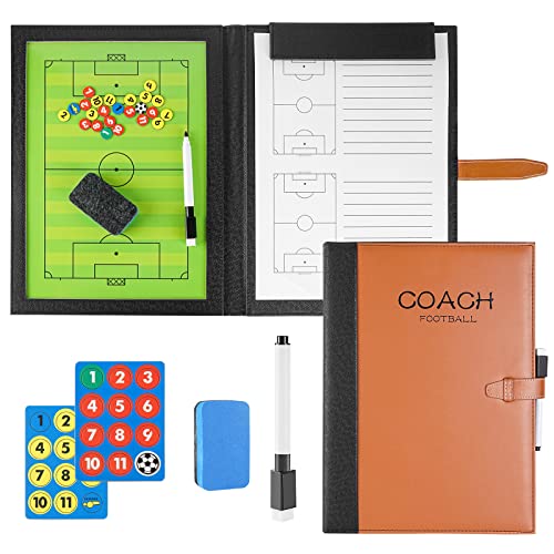 Pure Vie Portable Magnetic Soccer Coaching Board Football Tactics Clipboard | Soccer Strategy Whiteboard for Coaches Training and Matches, Dry Erase Board with Magnet, Pen Football Sport Coach Must Haves - color: 18.9'' X 12.6''