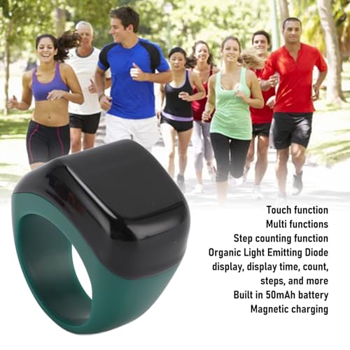 Smart Rings Counter, Electronic Finger Counter, Prayer Reminder Counter, Digital Tasbeeh Tasbih with Vibration Reminder, 0.42in Screen, Touch Control, for Muslim - color: Green