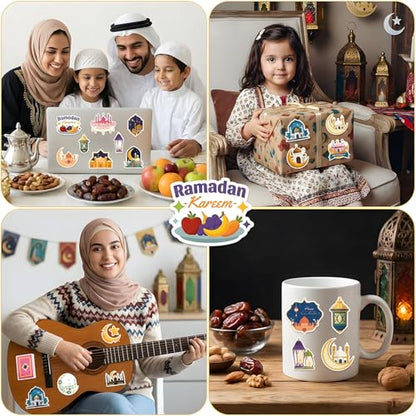 Xzentira 150PCS Ramadan Eid Stickers Islamic Mubarak Vinyl Crafts Decals for Ramadan Decorations Eid Gifts Adult Gift Packaging Laptop Bottle Scrapbook - style: Ramadan