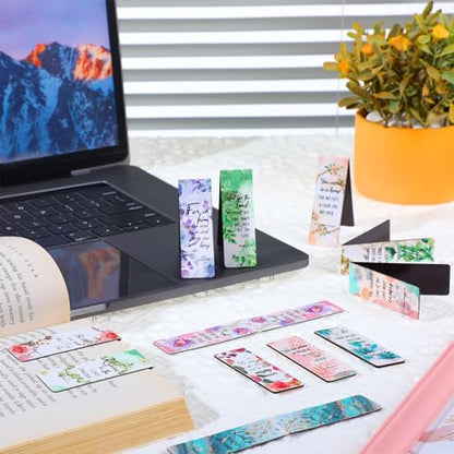 Zonon 48 Pcs Bible Verse Magnetic Christian Bookmarks for Women School - style: Stylish Style